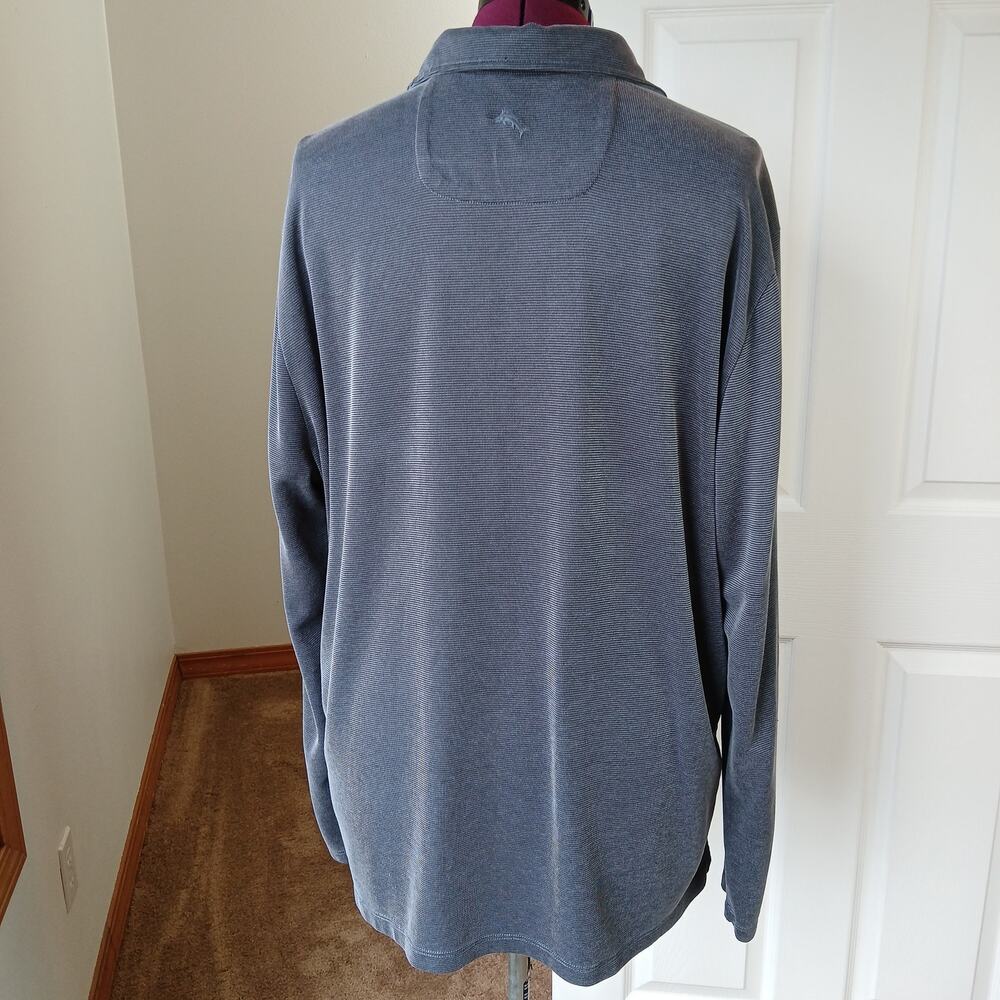 Tommy Bahama Paradiso Cove Long-Sleeve Polo XXL Big &Tall tencel blend dark grey - Picture 4 of 15